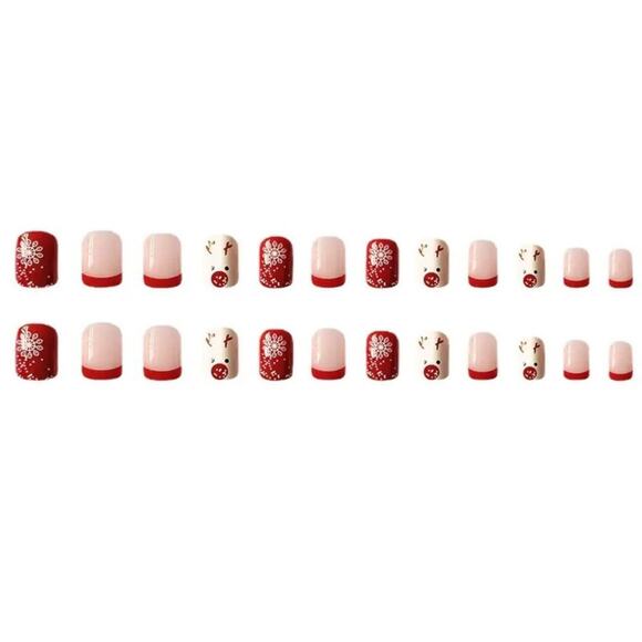 Christmas French Tip Press On Nails - Picture 2 of 6